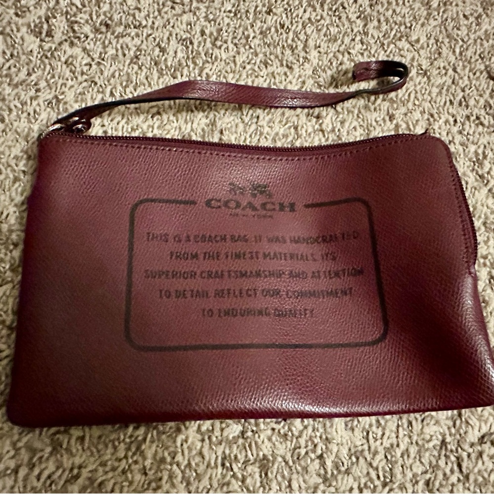 Coach Maroon Leather Wristlet